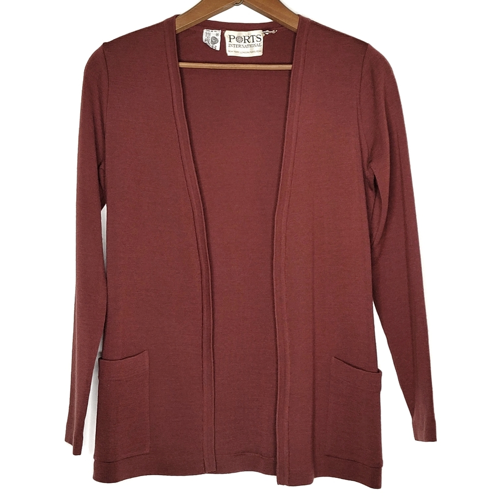 Ports International | Vintage Pure Wool Open Front Fine Knit Sweater Car…